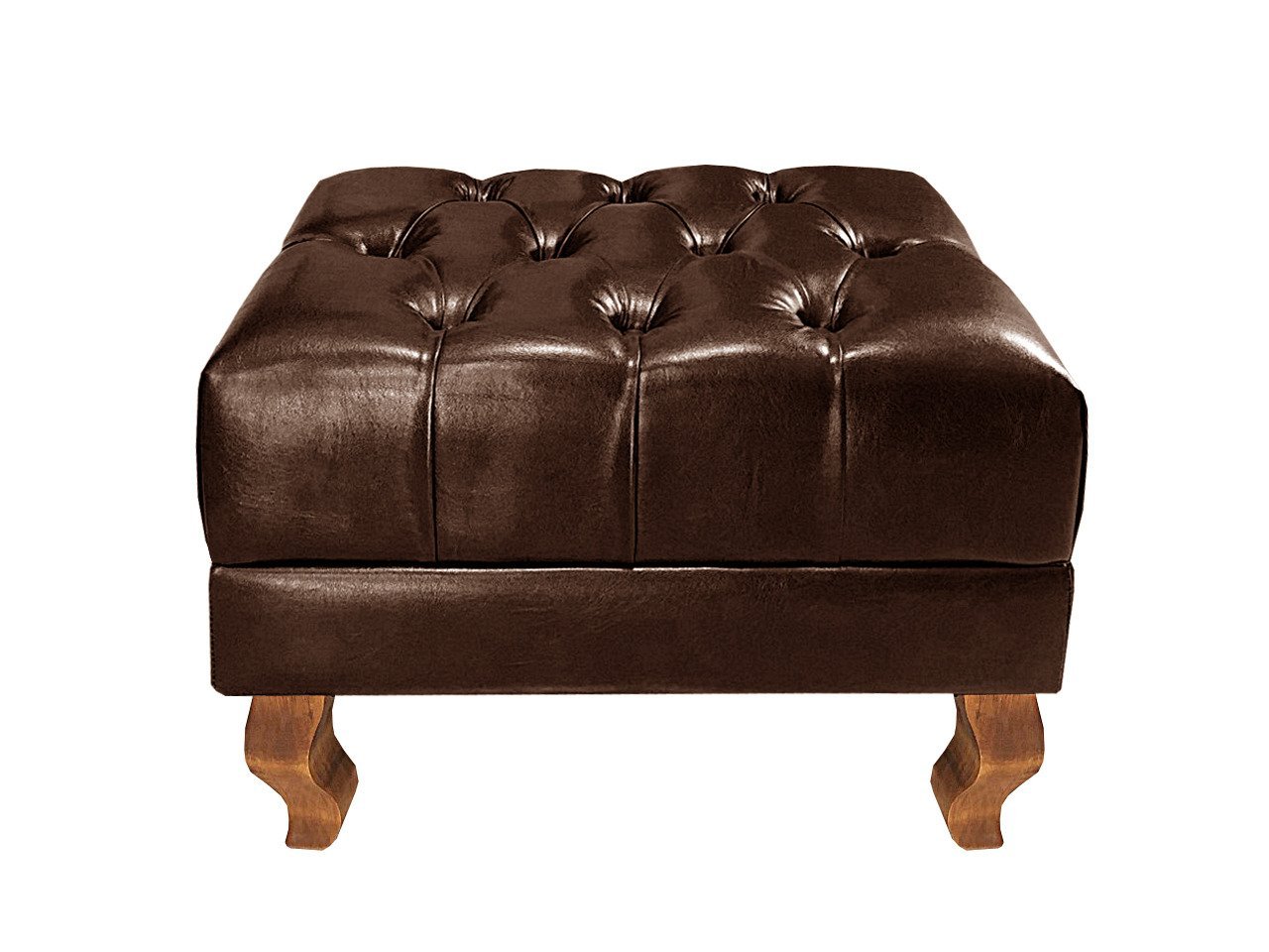 Poltrona Imperador Chesterfield com Puff Decoração Sala Quarto Recepção - Couríssimo Café - 6