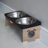 Comedouro Elevado Duplo para Cachorro Pet Mdf Colors - Inox - Preto - 5