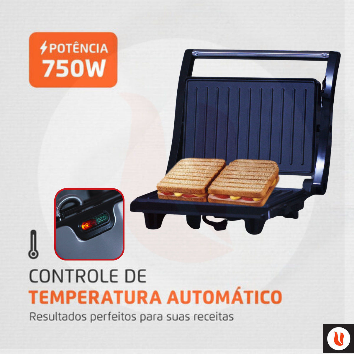 Sanduicheira Grill Antiaderente Inox Gourmet 127v - 5