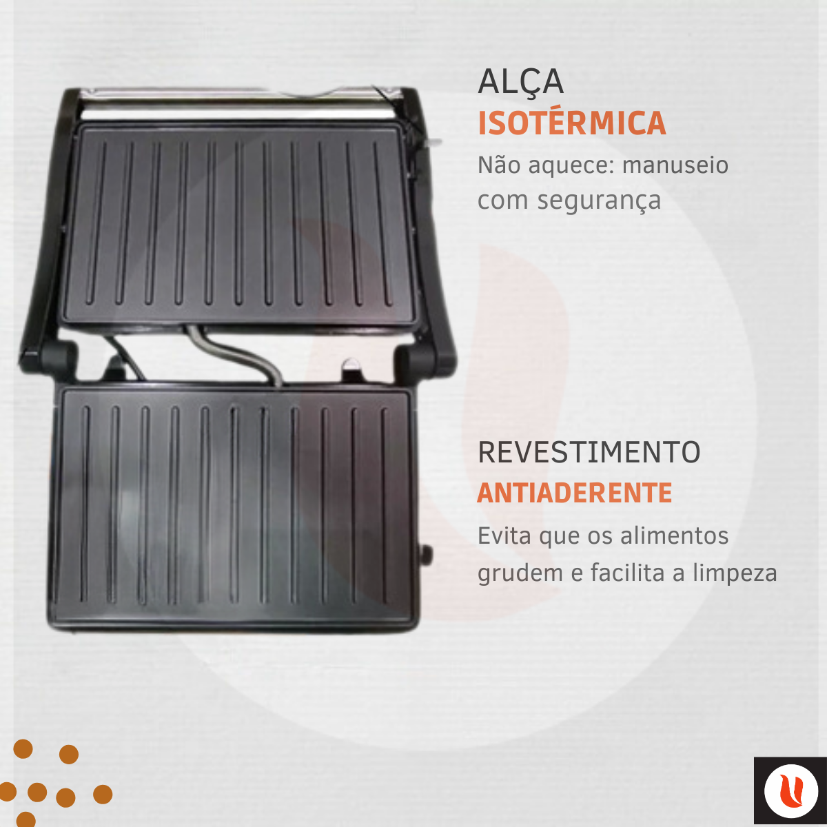 Sanduicheira Grill Antiaderente Inox Gourmet 127v - 4