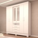 Ver imagem 1 de Guarda-roupa Casal Débora Capelinha 6 Portas 3 Gavetas com Espelho 100% Mdf Branco - Acp Móveis