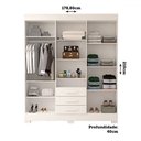 Ver imagem 4 de Guarda-roupa Casal Débora Capelinha 6 Portas 3 Gavetas com Espelho 100% Mdf Branco - Acp Móveis
