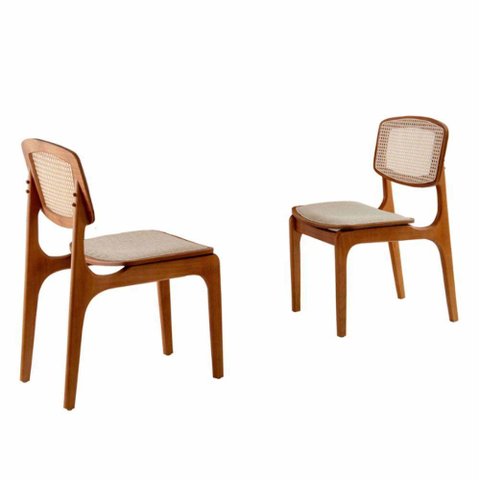 Conjunto com 2 Cadeiras Malta Premium em Moderna Mobília Linho Premium Imbuia