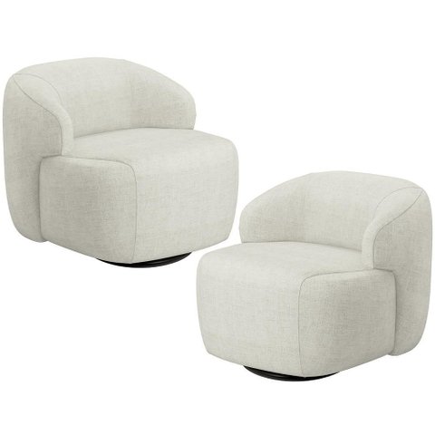 Kit 02 Poltronas Decorativa Orgânica Giratória para Sala Living Barolo L06 Linho Cru - Lyam Decor