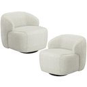 Ver imagem 1 de Kit 02 Poltronas Decorativa Orgânica Giratória para Sala Living Barolo L06 Linho Cru - Lyam Decor