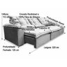 Sofá Retrátil Reclinável 3,20 m Vinho 323 Maricá - 3