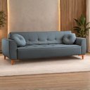 Ver imagem 3 de Sofá Living Star 16 2,25m Vira Cama Casal Braços Removíveis Pés Madeira e 2 Almofadas - Chumbo