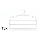 Ver imagem 1 de Kit 15 Cabides Brancos para Calças com 3 Divisórias Reforçados - Organizador de Roupeiro Premium