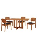 Ver imagem 2 de Mesa 120 Laminado com 4 Cadeiras Malta Gold Moderna Mobília Linho Preto / Imbuia Nat.