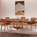 Ver imagem 1 de Mesa 120 Laminado com 4 Cadeiras Malta Gold Moderna Mobília Linho Preto / Imbuia Nat.