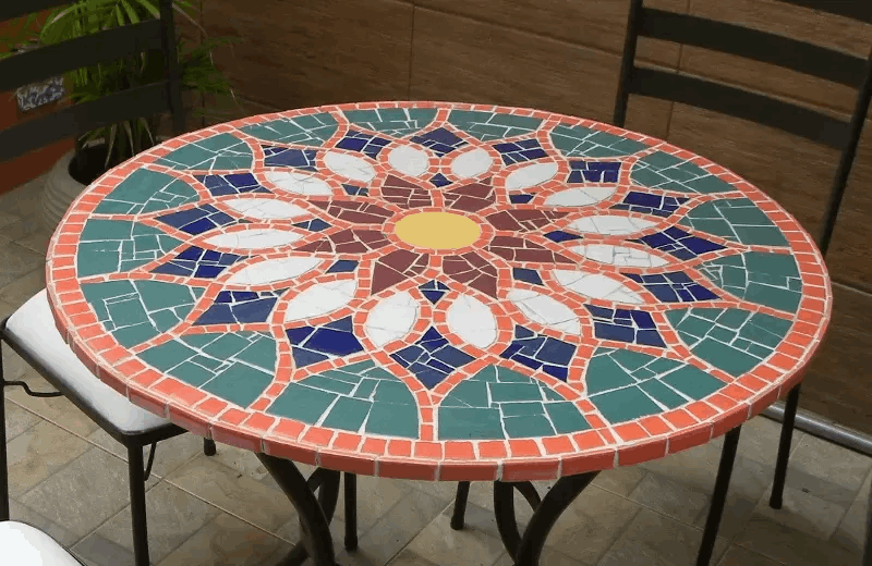 Mesa em Mosaico Vitral Árabe em Cerâmica - Somente o Tampo 80cm - 1