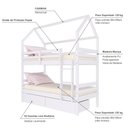 Ver imagem 4 de Beliche Casinha Solteiro Slim Rb com 02 Gavetas Madeira Maciça Branco Housin
