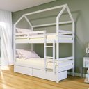 Ver imagem 1 de Beliche Casinha Solteiro Slim Rb com 02 Gavetas Madeira Maciça Branco Housin