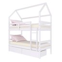 Ver imagem 2 de Beliche Casinha Solteiro Slim Rb com 02 Gavetas Madeira Maciça Branco Housin