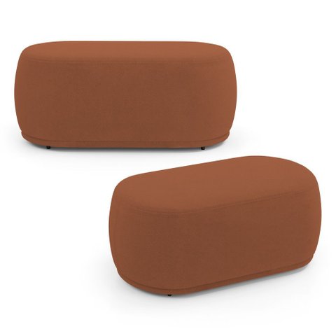 Kit 02 Puffs Decorativos Orgânicos Molly 02 Lugares Bouclê Terracota - Abmaza