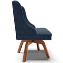 Ver imagem 6 de Cadeira Decorativa Sala de Jantar Base Giratória de Madeira Firenze Suede Azul Marinho/Natural G19 -