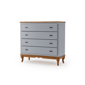 Cômoda 4 Gavetas Pés Luis Xv Clássica Grande Cinza - Imbuia