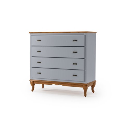 Cômoda 4 Gavetas Pés Luis Xv Clássica Grande Cinza - Imbuia