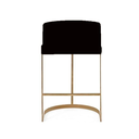 Ver imagem 1 de Banqueta Decorativa Alta Base Metal Cromo Dourado em Veludo - Preto Veludo