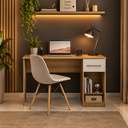 Ver imagem 1 de Escrivaninha Office 120cm com Gaveta e Espaço para Computador Mel/Branco - Mademóvel