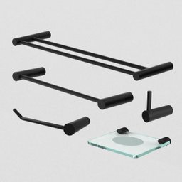 Kit de Acessórios para Banheiro Duplo Grego Metal 5 Peças Suporte Preto Fosco Acetinado Orion - 2