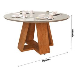 Mesa de Jantar 4 Lugares Redonda Tampo de Vidro e Mdf:off White - 3