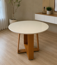 Ver imagem 1 de Mesa de Jantar 4 Lugares Redonda Tampo de Vidro e MDF