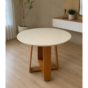 Ver imagem 1 de Mesa de Jantar 4 Lugares Redonda Tampo de Vidro e MDF