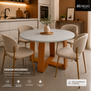 Ver imagem 2 de Mesa de Jantar 4 Lugares Redonda Tampo de Vidro e MDF