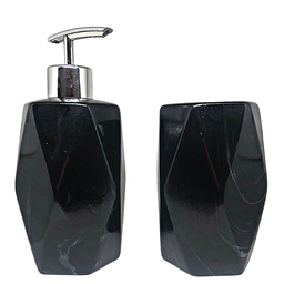 Kit Banheiro Preto Decorado Lavabo Moderno Mármore Porcelana:Preto5390 - 6