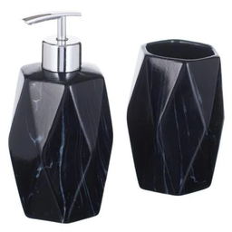 Kit Banheiro Preto Decorado Lavabo Moderno Mármore Porcelana:Preto5390 - 5