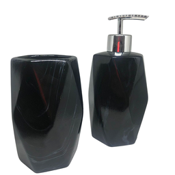 Kit Banheiro Preto Decorado Lavabo Moderno Mármore Porcelana:Preto5390 - 7