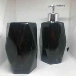 Kit Banheiro Preto Decorado Lavabo Moderno Mármore Porcelana:Preto5390 - 8