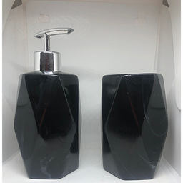 Kit Banheiro Preto Decorado Lavabo Moderno Mármore Porcelana:Preto5390 - 10
