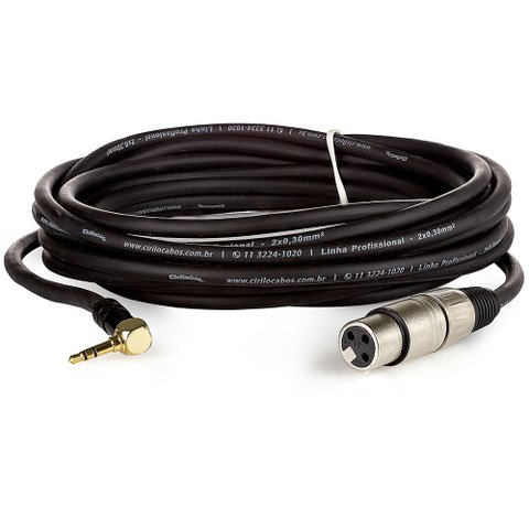 Cabo Profissional Xlr Fêmea para P2 90 Graus Estereo - 2 Metros