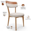 Ver imagem 4 de Kit 02 Cadeiras Decorativa Estofada Sala Base Madeira Roy L02 Couríssimo Camel Linho Cru - Lyam