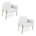 Ver imagem 1 de Poltrona Pé de Ferro Dourado Kit 2 para Sala Marisa Corino Branco D03 - D'Rossi