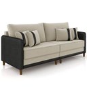 Ver imagem 2 de Sofá 3 Lugares Sala de Estar Living 212cm Asbury K01 Veludo Bege Couríssimo Preto - Lyam Decor