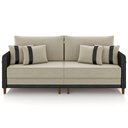 Ver imagem 3 de Sofá 3 Lugares Sala de Estar Living 212cm Asbury K01 Veludo Bege Couríssimo Preto - Lyam Decor