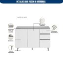 Ver imagem 5 de Cozinha Modulada Evidence 4 Peças com Paneleiro Duplo e Aéreo com Vidro Reflex Poliman Móveis