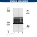 Ver imagem 4 de Cozinha Modulada Evidence 4 Peças com Paneleiro Duplo e Aéreo com Vidro Reflex Poliman Móveis