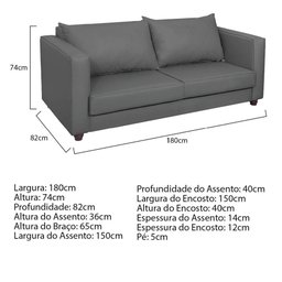 Sofá 2 Lugares Lisboa Linho Chumbo - 5
