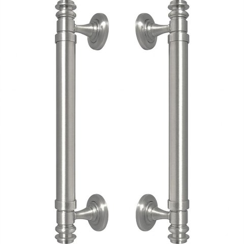 Puxador Duplo Porta Pivotante Correr Rústico Davinci 300mm Níquel Escovado