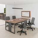 Ver imagem 4 de Mesa para Sala de Reunião com Painel para Tv - Noce e Preto