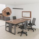 Ver imagem 3 de Mesa para Sala de Reunião com Painel para Tv - Noce e Preto