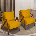 Ver imagem 2 de Kit 2 Poltrona Decorativa para Sala Recepção Consultório Reforçada em Madeira Maciça Shine Suede