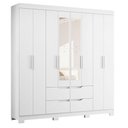 Ver imagem 3 de Guarda Roupa Casal Doble 08 Portas com Espelho e Cômoda Sapateira Dora Branco - Móveis Albatroz