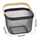 Ver imagem 3 de Cesto Organizador Multiuso C/ Alça para Frutas Cozinha Banheiro Escritório Metal Resistente :preto
