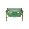 VASO DE VIDRO TRANSPARENTE VERDE COM BASE DE METAL DOURADO BTC Decor - 1