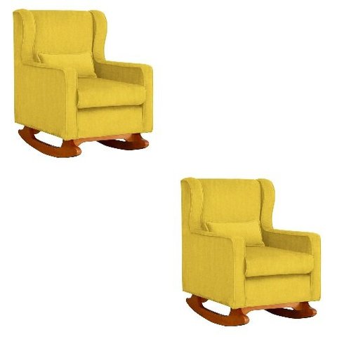 Kit 2 Poltrona Aurora Balanço Vovo Suede Amarelo - Fm